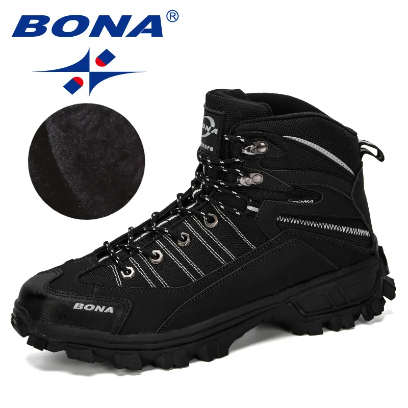 Charcoal grey S gray BONA/Новинка года; дизайнерская зимняя обувь; мужские кожаные туристические сапоги; Мужская Нескользящая повседневная обувь; мужские кроссовки; короткая плюшевая обувь; модная обувь - Цвет: Charcoal grey S gray