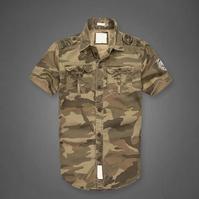

2020 New Camouflage Short Shirts Men Casual Military Shirt Short Sleeve Cargo Uniform Cotton Men's Tops Mens Clothing