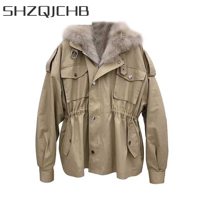 

JCHB 2021 Women Coat Real Fur Fox Fur Coat Women Clothes Real Fur Parka Warm Winter Coat Womens Clothing Manteau Femme BL-211 Y