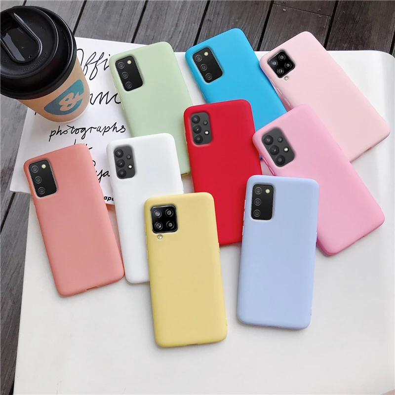 candy color silicone phone case for samsung galaxy a12 a42 a52 a72 a32 5g m02s a02s m31s matte soft tpu back cover fundas coque free global shipping