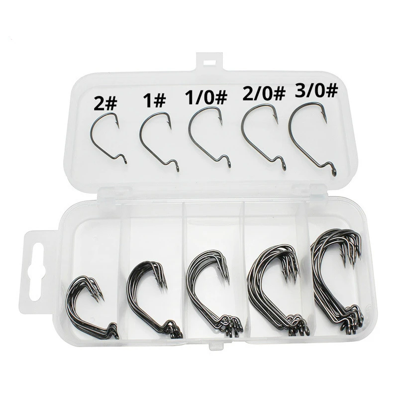 50 Pz/Lotto Wide Gap Texas Ami Da Pesca Offset Amo Da Pesca Per Soft Biat Lure Fishing Texas Rig O Carolina Rig Amo Da Pesca Set