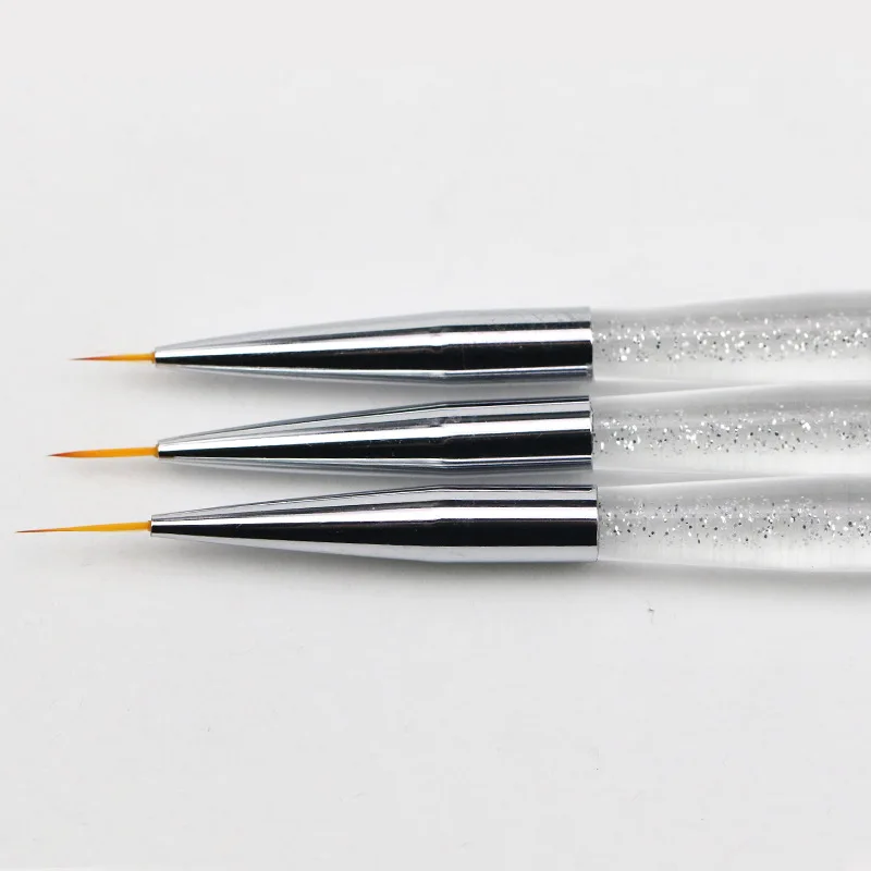 Nail Art Acrylic Liner Brush Painting Flower Drawing Lines Stripes Grid Pen UV Gel DIY Tips Design Manicure Tool 3Pcs