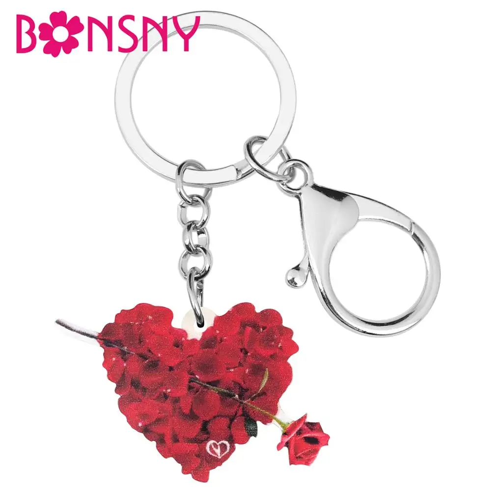 Bonsny акриловый брелок для ключей на День святого Валентина с любовным сердцем и