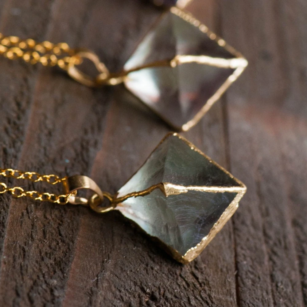 

Unique Gold Fluorite Necklaces Healing Crystal Pendant Necklace Raw Stone Jewelry Birthstone Anniversary Gift