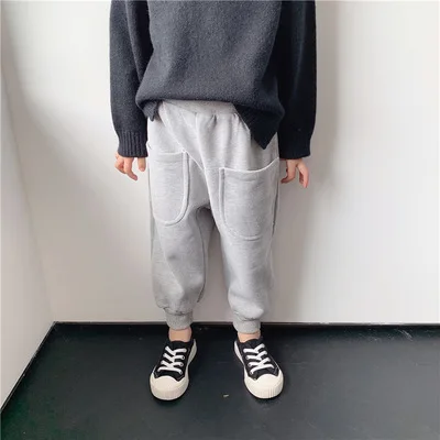 Детские брюки осень зима Новые повседневные детские шаровары однотонные плотные