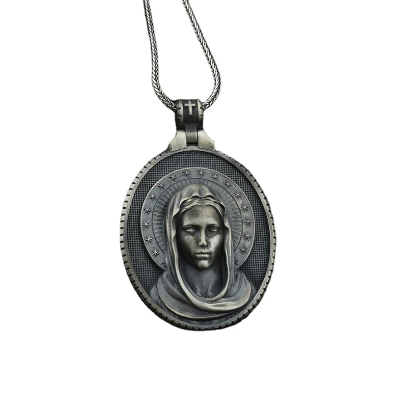 

Religious Jewelry on the neck Christian Virgin Mary pendant necklaces for women Catholic tag Men's Chain Necklace Accessories