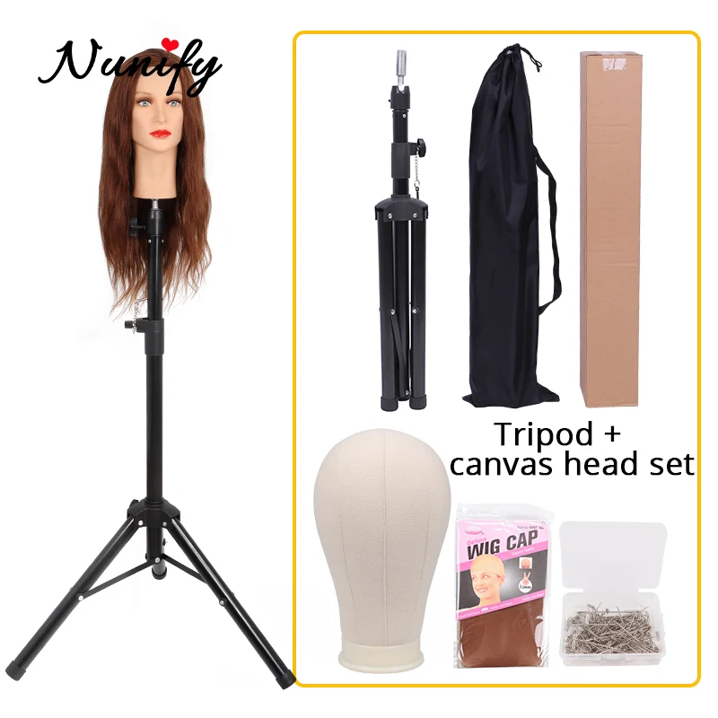 Nunify Quality Canvas Wig Head And Stand Training Mannequin Head Canvas Block Head Display Styling Mannequin Manikin Head