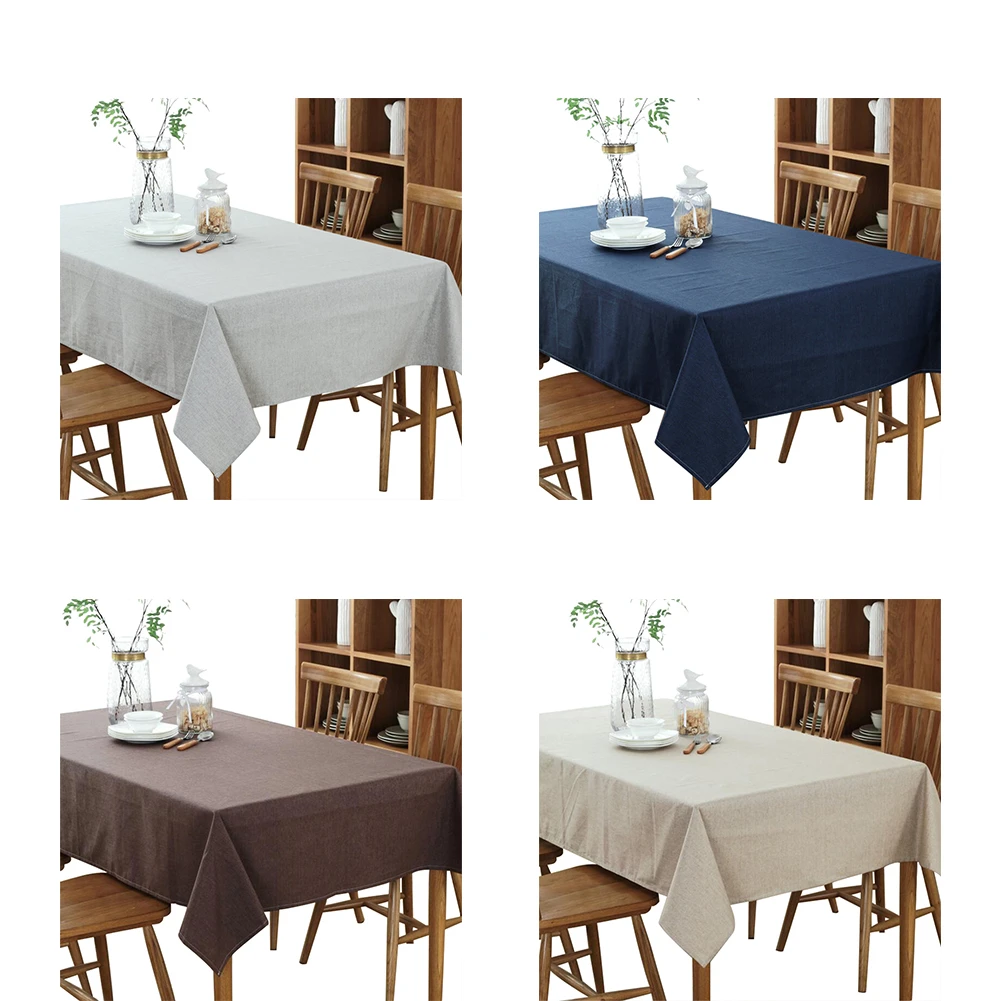 Разноцветная однотонная декоративная льняная скатерть Водонепроницаемая