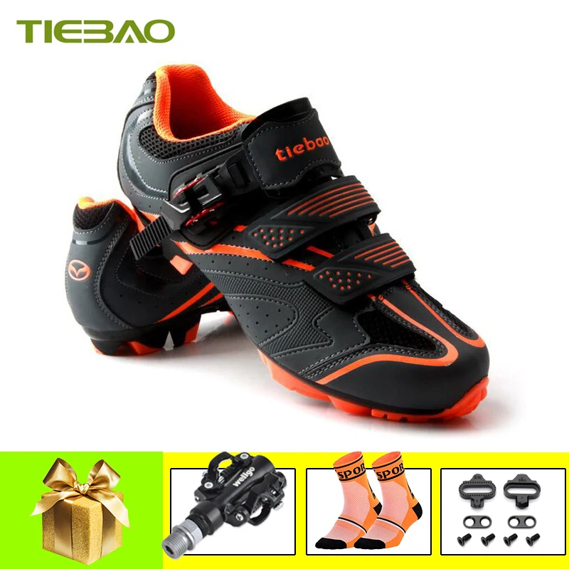 Tiebao sapatilha ciclismo mtb Мужская и женская велосипедная обувь для велоспорта самоблокирующаяся обувь для горного велосипеда дышащая обувь для верховой езды - Цвет: pedals for 1413 O