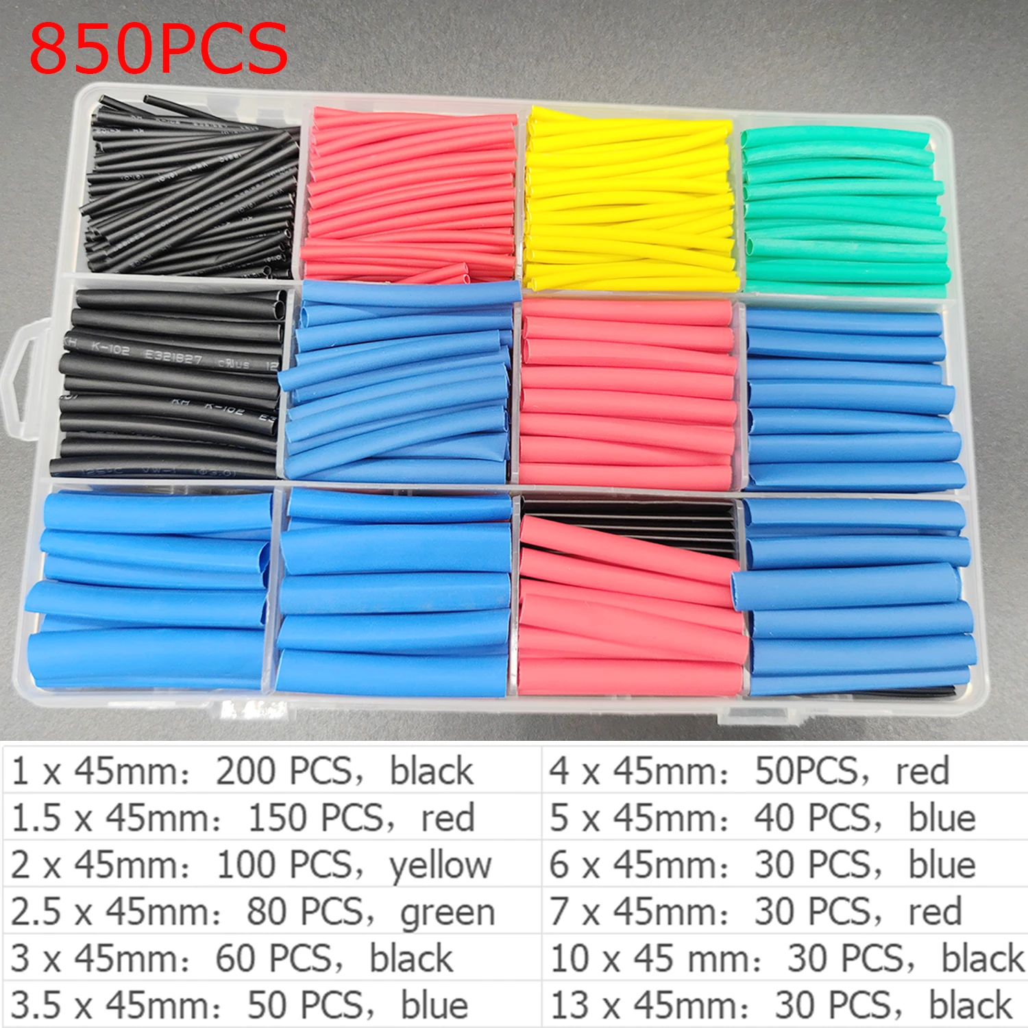 

NEWE 850pcs/656pcs Thermoresistant tube heat shrink tubing Insulation Sleeving Polyolefin 2:1 Shrink wrapping Assorted box kit