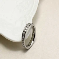 titanium stainless steel rings for women slash line of single row cz fashion jewelry valentines day gifts