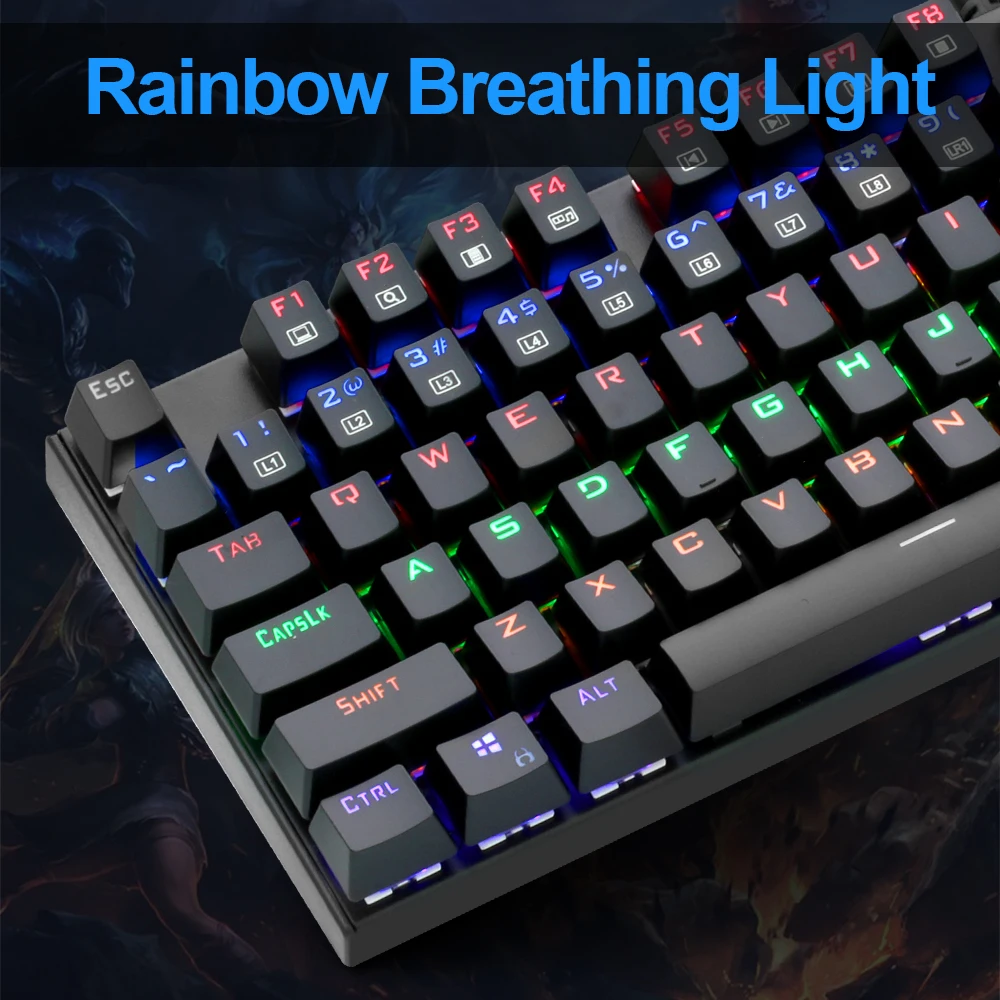 

Redragon RUDRA Rainbow USB Mechanical Gaming Keyboard Blue Switch Led Backlit 104 Keys Wired Pc Computer Game Russian us K565