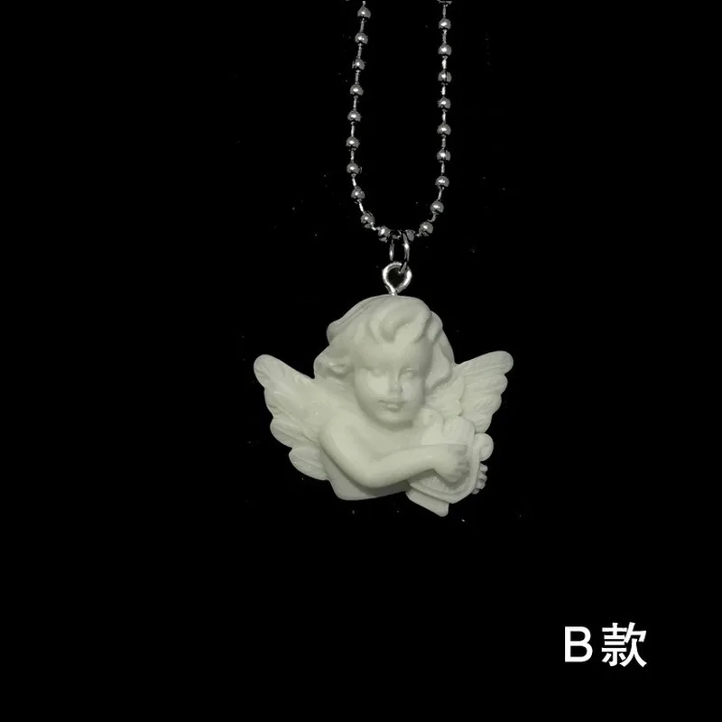 Милое ожерелье из нержавеющей стали с подвеской в форме Амура и ангела длинная