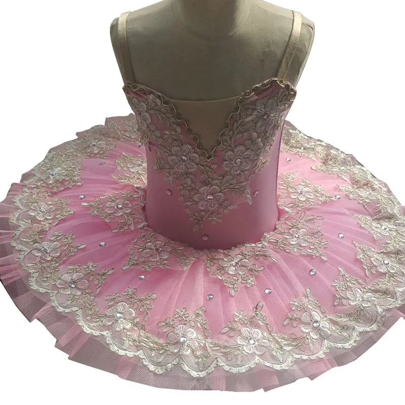

New Style Pink Girls Swan Ballet Stage Performance Practice Children Ballet Strap Bubble Dress