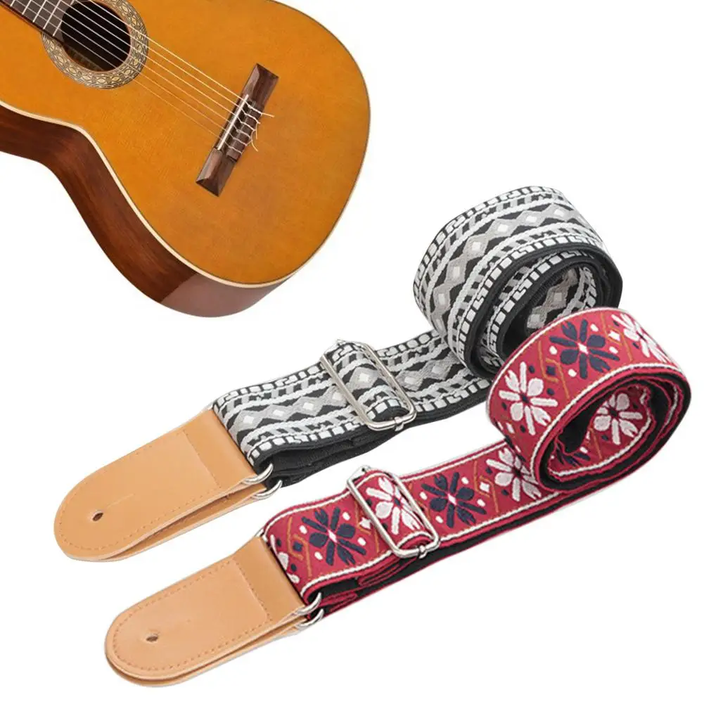 Вышитый ремень для гитары в народном стиле диагональный плечевой Регулируемый