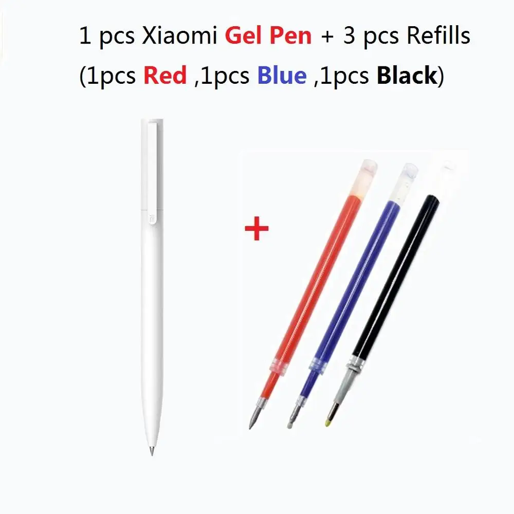 1pen with 3color ink Xiaomi mi jia, 1 шт., розничная, гелевая ручка без колпачка, черные чернила, ручка для письма, гладкая, швейцарская, сменная, mi Kuni, Япония, OEM, синий/черный - Цвет: 1pen with 3color ink