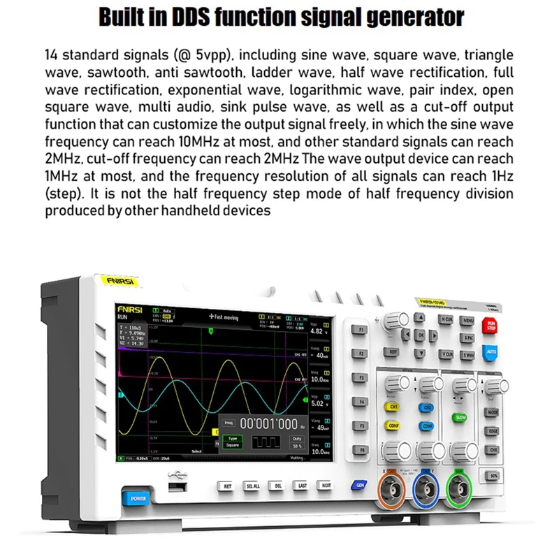 

FNIRSI 1014D Digital Oscilloscope Dual Channel Input Signal Generator Osiloscopio Digital 1GSa/S Sampling Rate 1GB Storage