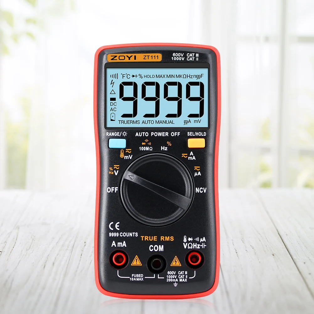 

Digital Multimeter ZT109 ZT111 Auto Range Professiona Multimetro Testers 9999 Counts NCV Ammeter Voltmeter Capacitor Tools