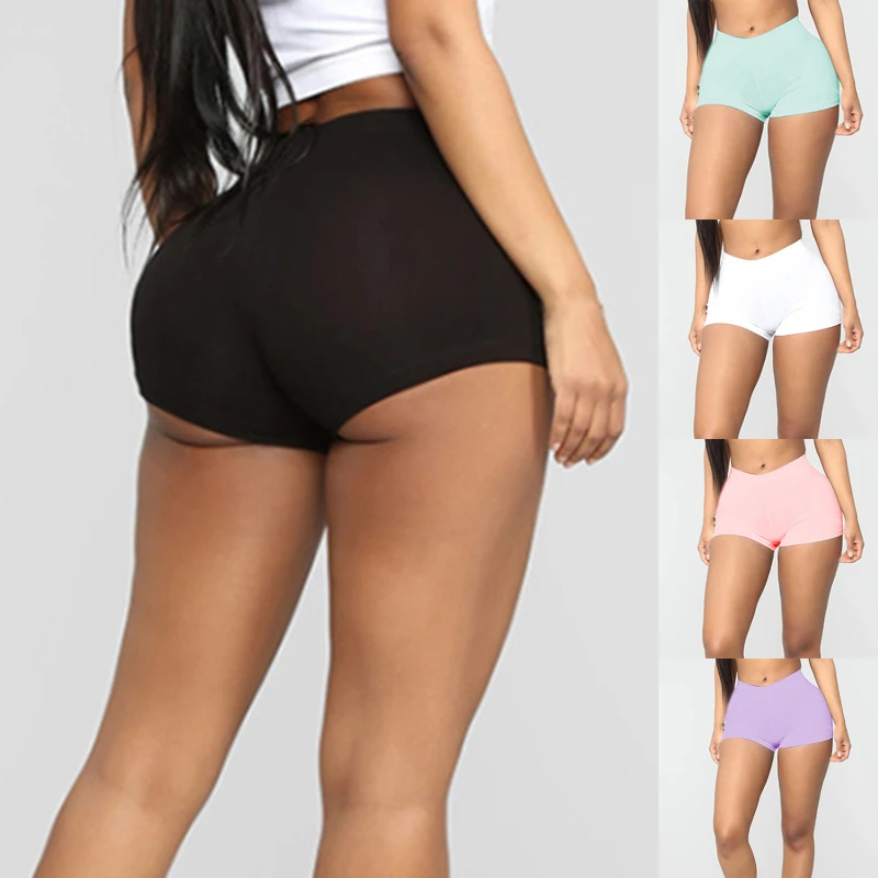 

Summer Women Fashion Indoor Sports Running Yoga Pants Casual Slim Fit High Waisted Shorts Pure Color Ladies Elastic Waist Pants