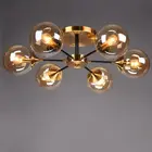 Современная светодиодный ная Люстра для гостиной дымчато-серыйпрозрачный стеклянный подвесной светильник для столовой спальни золотой домашний декор подвесные светильники