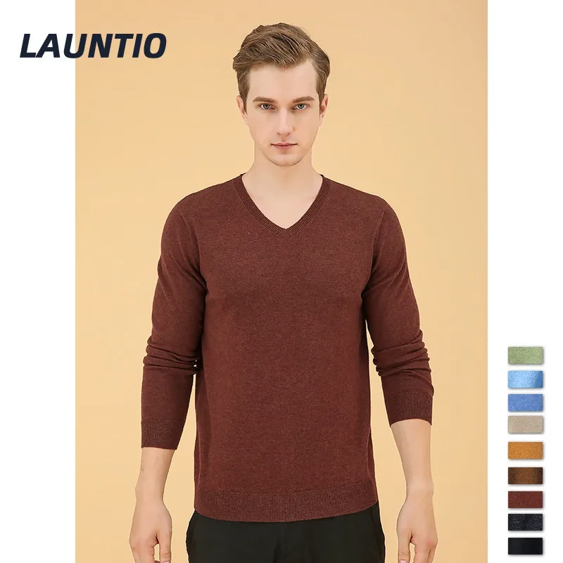 

Men Pullover Sweaters V neck Plus Size Spring Autumn Solid New Man 100% Woollen Basic Sweaters Pullovers Cardigans Male 3xl