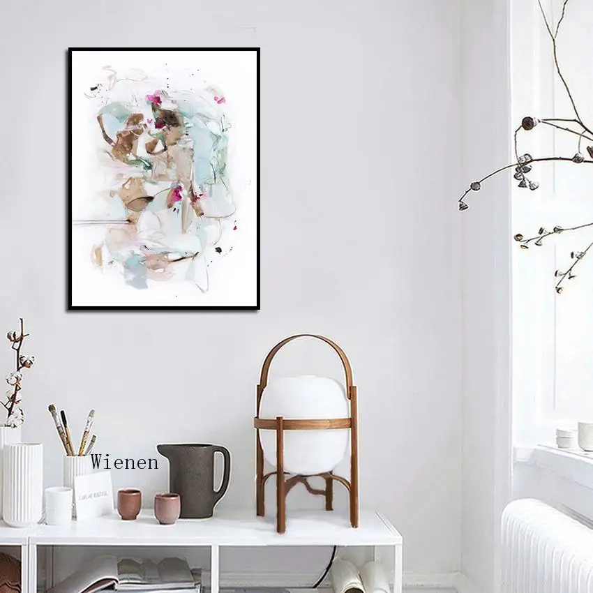 

Abstract Canvas Poster Modern Minimalist Watercolor Painting Print Frameless Decoration Picture for Living Room Home Office