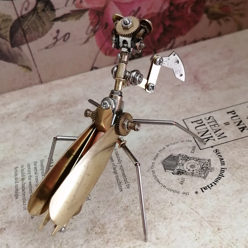 

Steampunk Mechanical Insect Ornament Full Metal Mantis Animal Model Living Room Decoration Creative Handmade Crafts