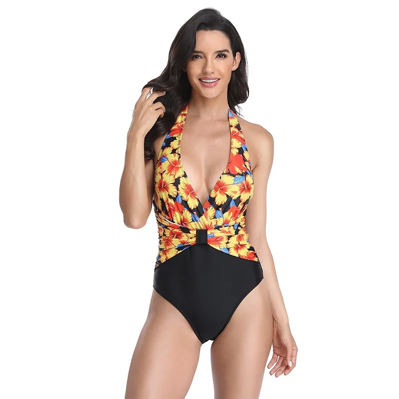 

Пуш-ап бикини один кусок для купания, купальный костюм, летняя новая женская обувь с модным принтом, с вырезом на спинке, облегающее женский ...