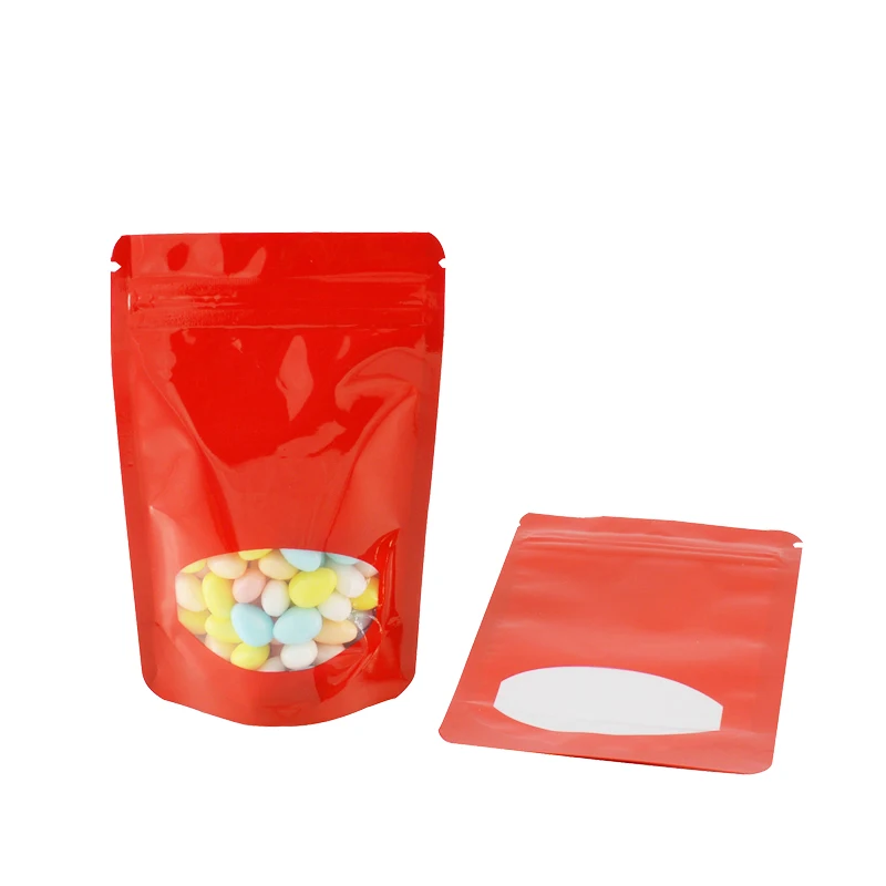 100 шт красный закрывающихся упаковок Алюминий Фольга мешок с окном для Чай