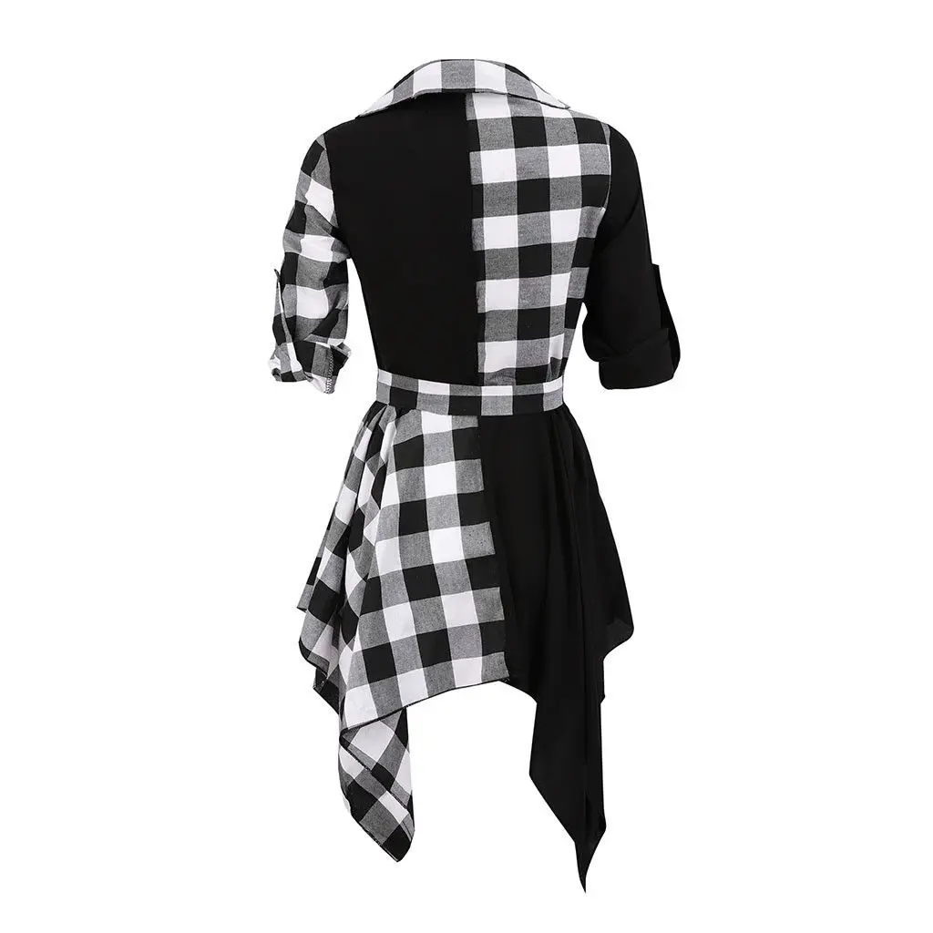 

Hot Sale New Fashion Women High-waist Stitching Half-sleeve Asymmetric V neck Slim Ladies Summer Daily Casual Clothing S-XL