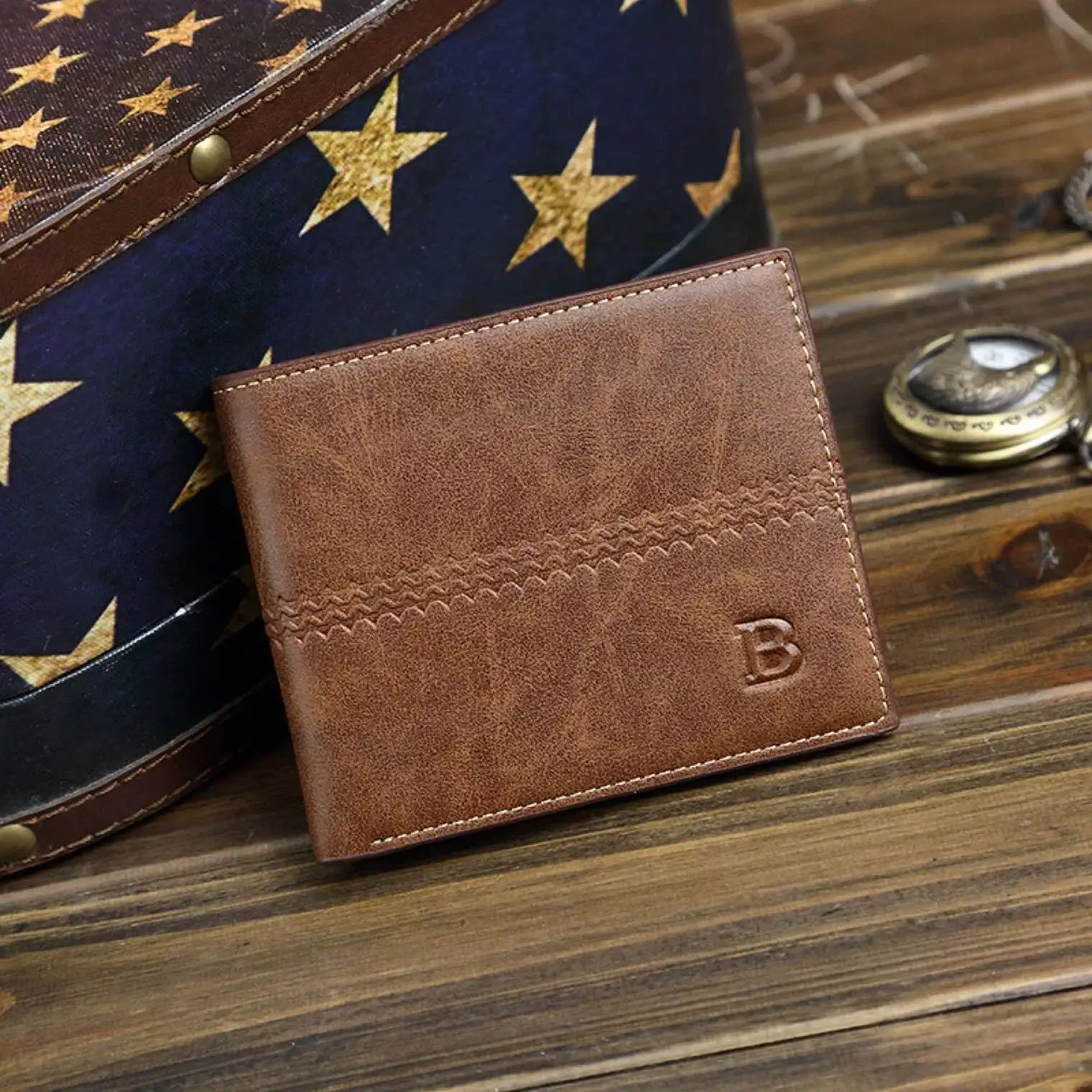 Европейский и американский стиль ретро мужской бумажник с поперечным сечением