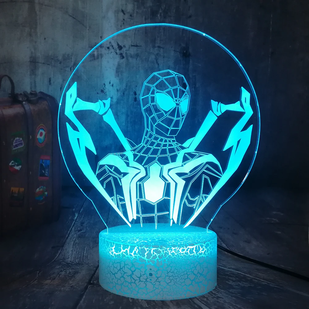 Прикольный Marvel Мстители Человек паук подарок фанов 3D человек детский ночник для