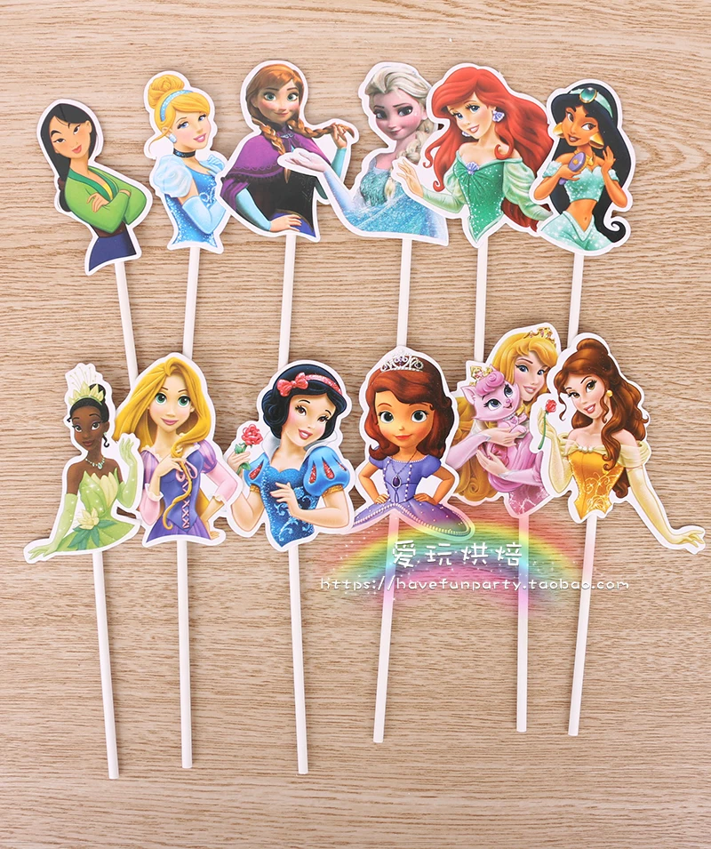 Топперы для кексов принцессы 12 шт./лот аксессуары торта на день рождения девочки 8