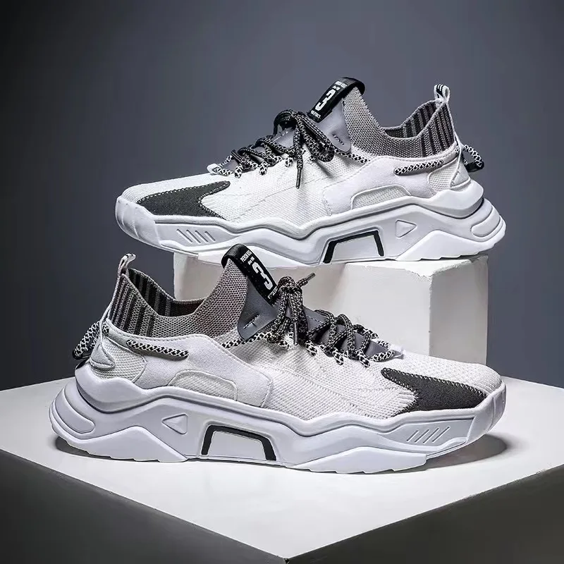 Мужские сетчатые кроссовки легкие удобные дышащие сникерсы на шнуровке