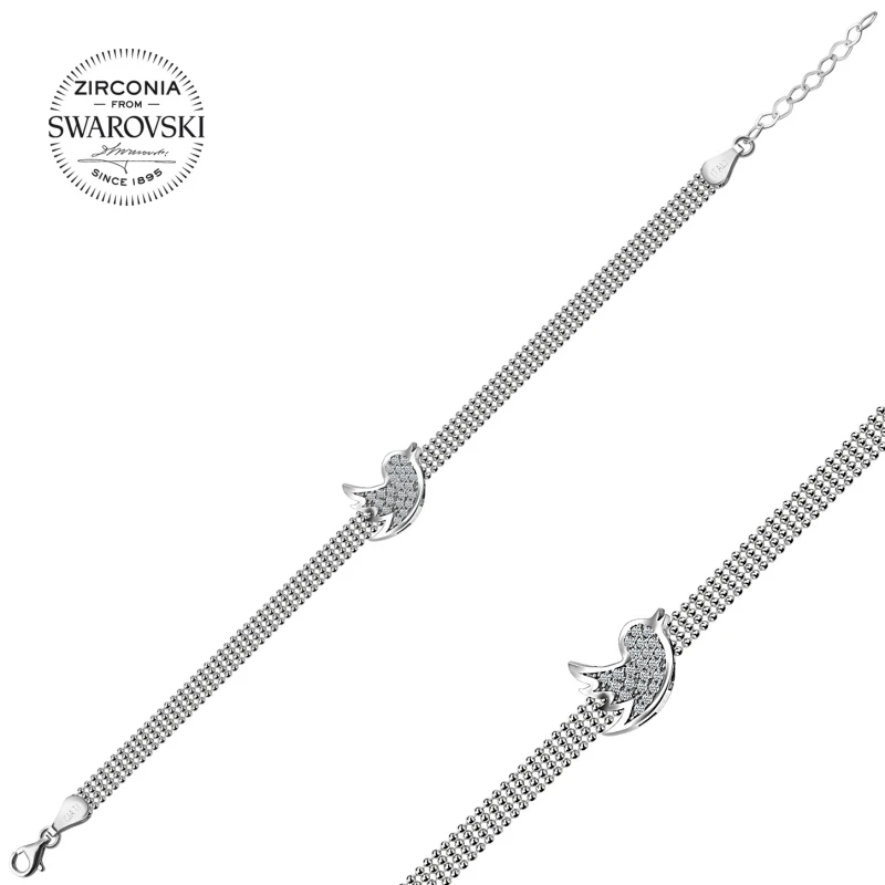 

Silverlina Silver Swarovski Zirconia Gemstone Bird Bracelet