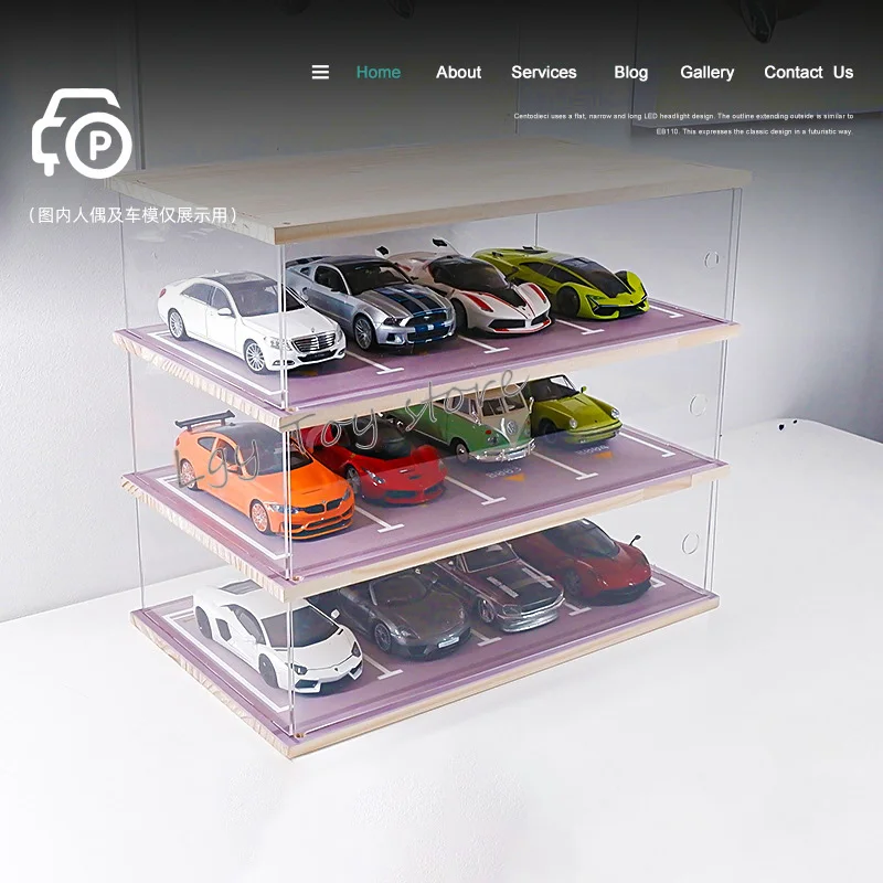 Dustproof Collection Display Cabinet Acrylic Garage Model Simulation Parking Lot Photography Background 1:24 Car Men's Gift | Игрушки и