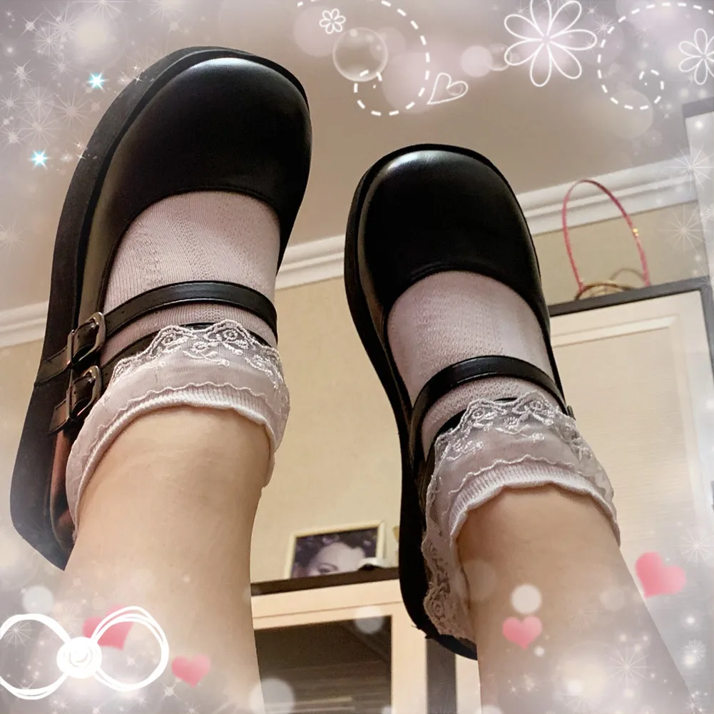 

RIBETRINI Big Size 43 2021 New Cute Summer Platform Shoes For Girls Buckle Marry Janes Lolita Thick Bottom Gothic Women's Pumps
