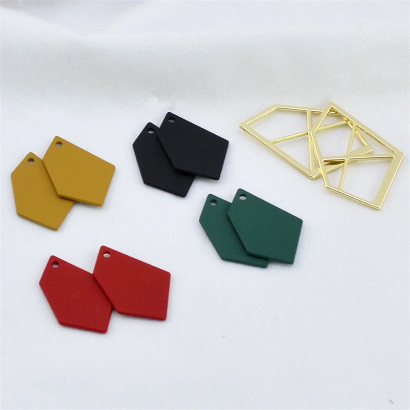 

10PCS DIY Handmade Pendant Parts Rhombus Metal Spray Paint Geometric Accessories For Fashion Jewelry Making Earrings