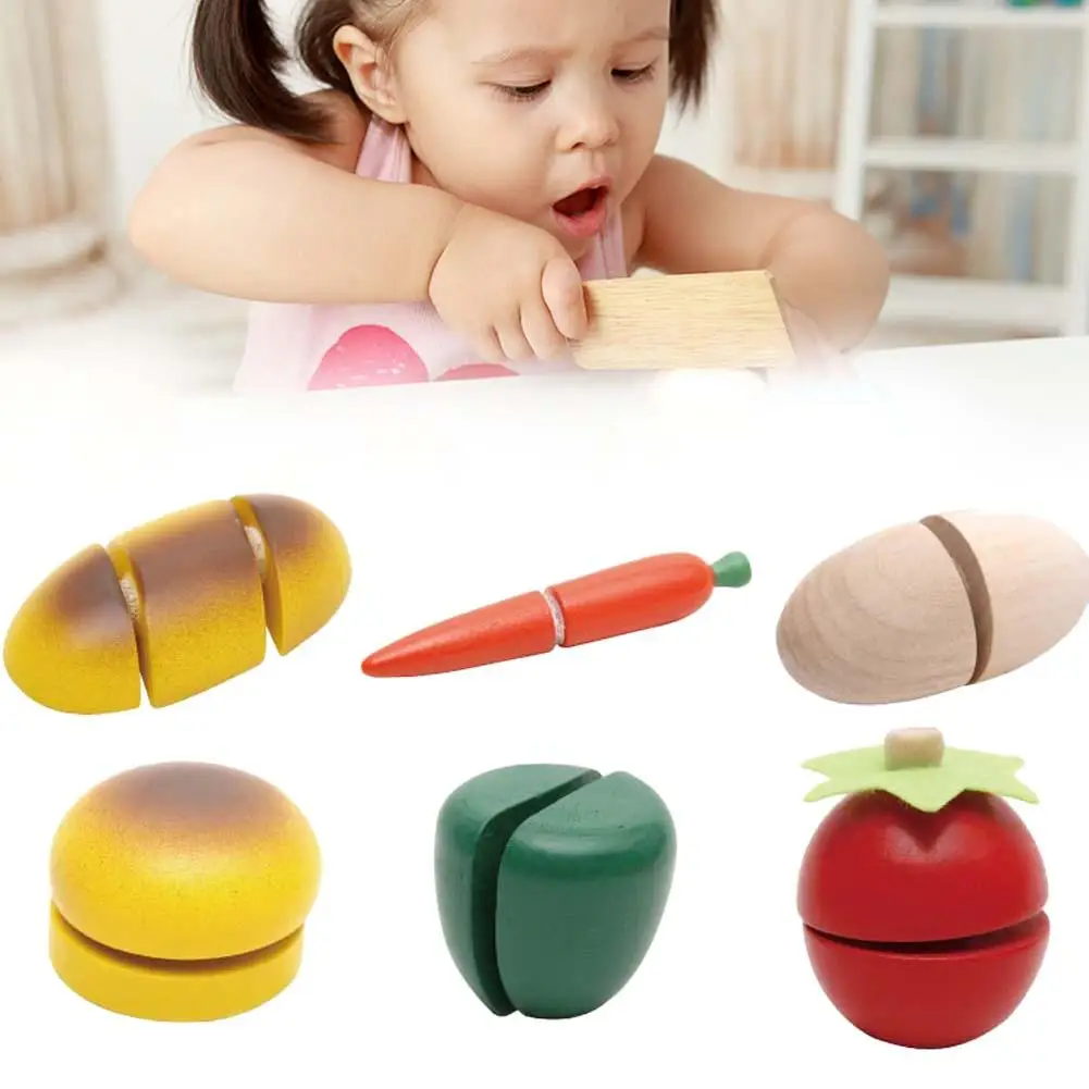Деревянный режущий набор детский ролевой игры кухня фрукты овощи еда игрушка