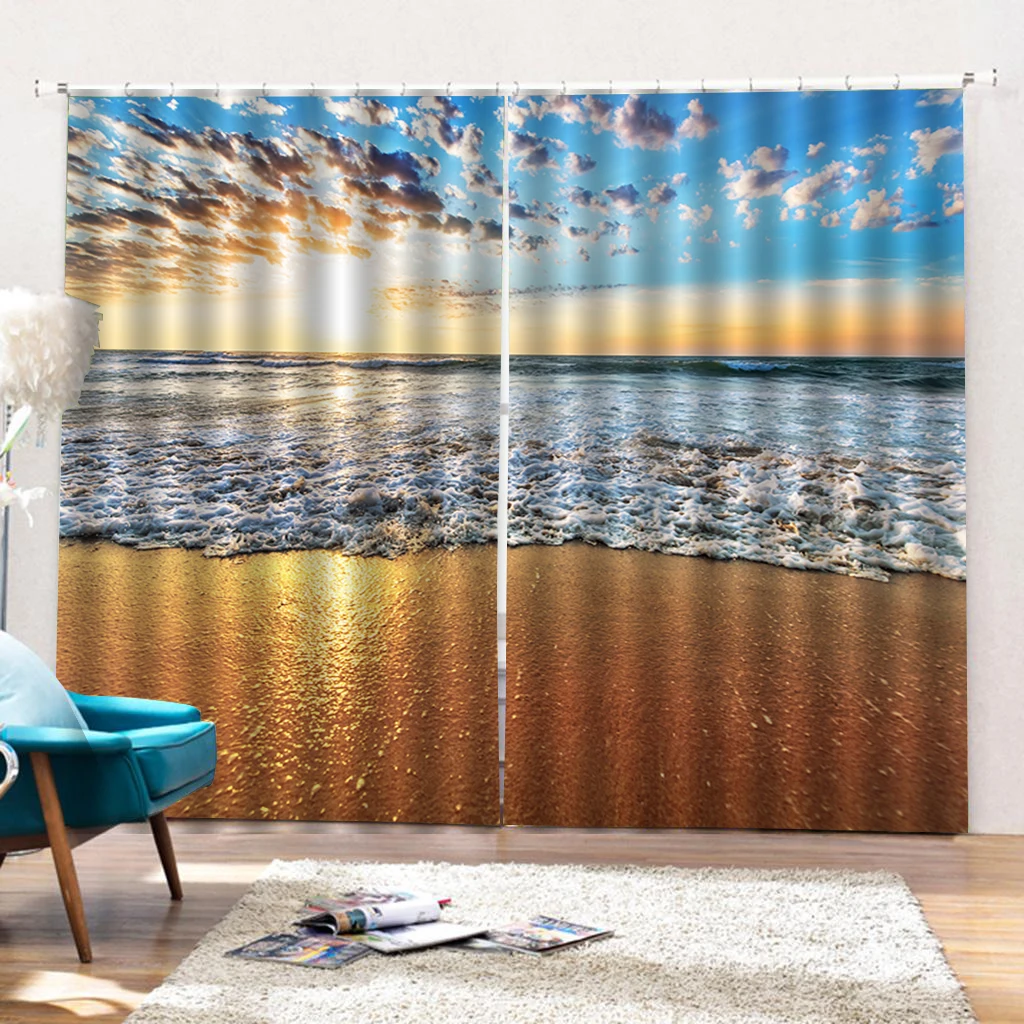 Шторы блэкаут с морскими волнами и 3d эффектом роскошные занавески для окон