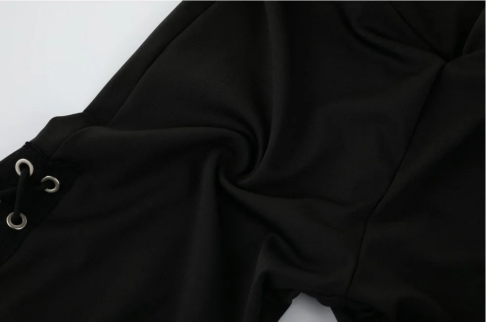 

Sexy Slim Side Pencil Eyelet Leggings Women Casual White Black Long Bandage Sport Fitness Elastic Legging Femme Autumn Winter