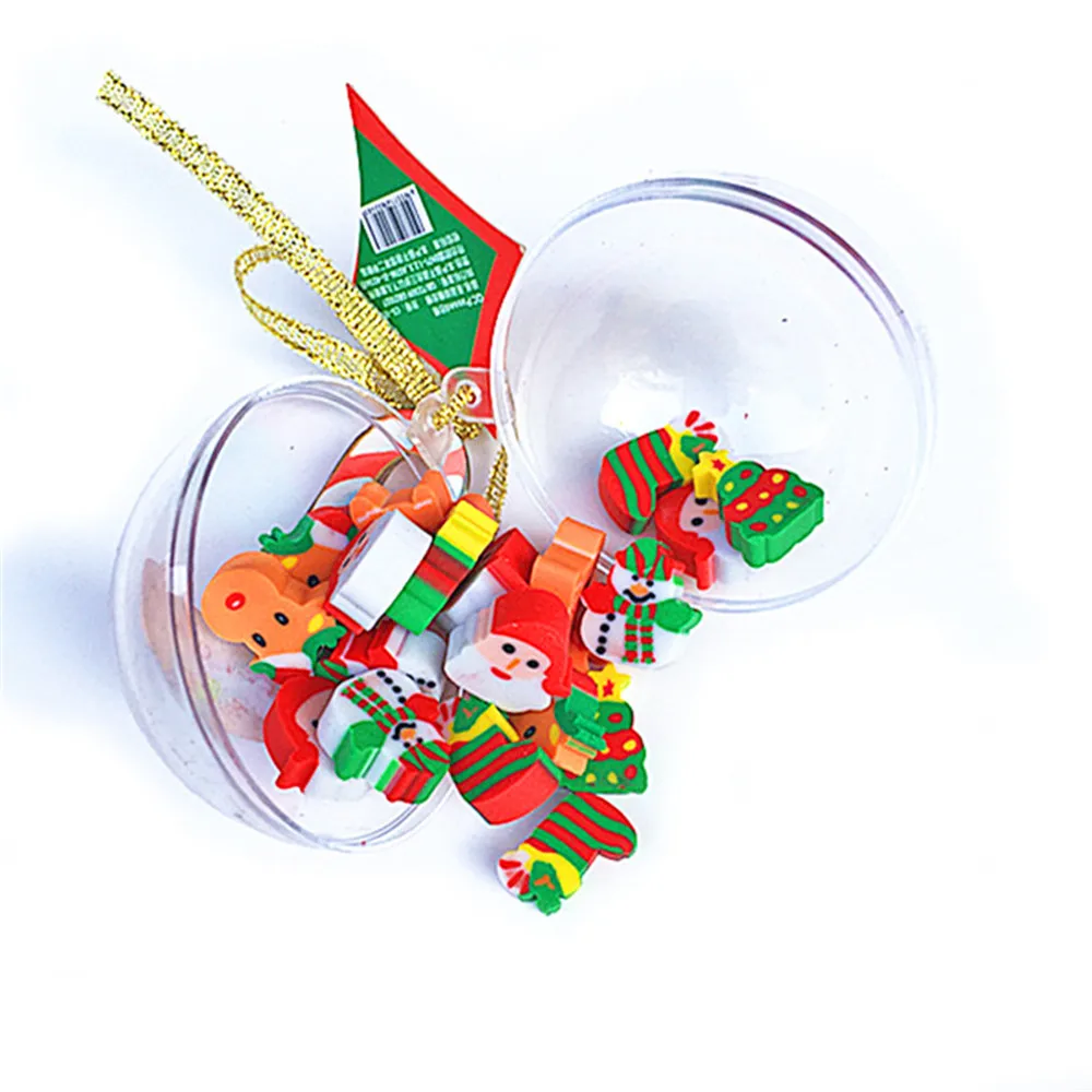 

20pcs/set Cartoon Erasers Snowman Santa Elk Christmas Ball Rubber Eraser Kids Gift Kawaii Stationery Correction Supplies