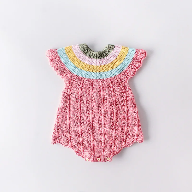 

Baby baby rainbow the lovely shells sleeve knitting wool conjoined package fart ah climb clothes