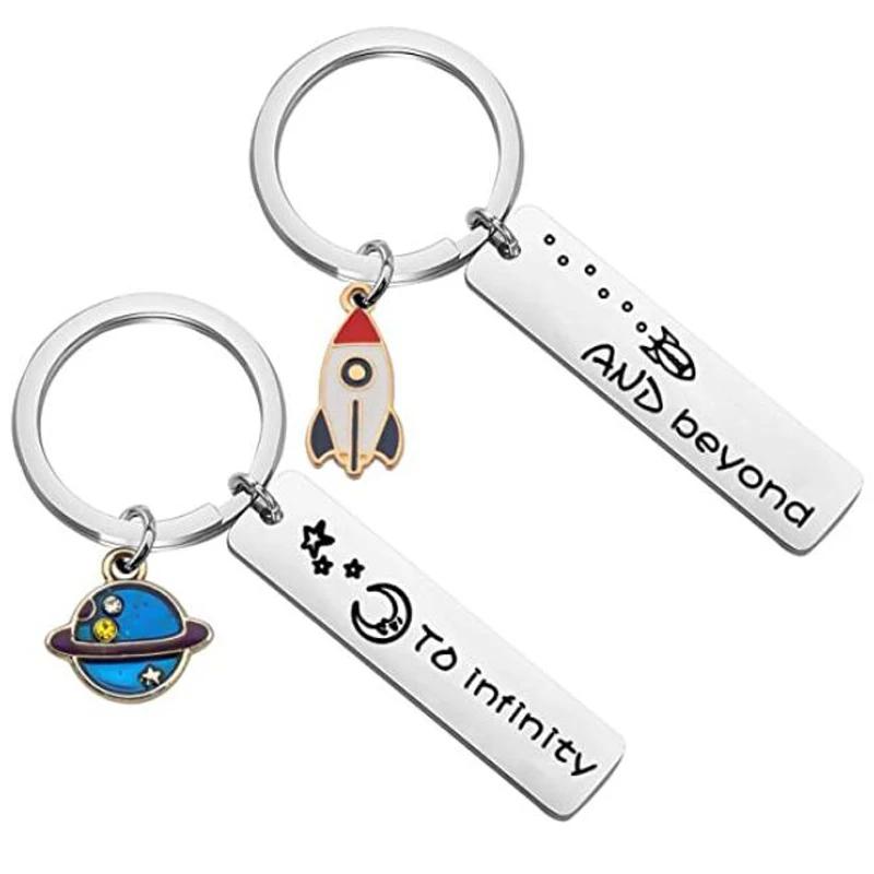 2 Pcs Couples Keychain Keyring I Love You to Infinity and Beyond Boyfriend Girlfriend Gift BFF Daughter Son Boys Girls Gift