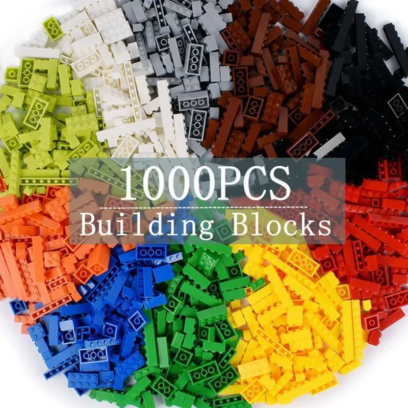 

1000PCS City Building Blocks Sets Accessory Rainbow Bricks MOC RC Cars Parts Educational Toys for Kids