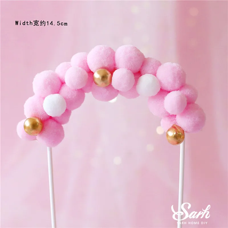 Pink arch Hairball пряжа Рождественская елка торт Топпер для дня рождения украшения балета девушка свадьба любовь подарок детский душ принадлежности для выпечки - Цвет: Pink arch
