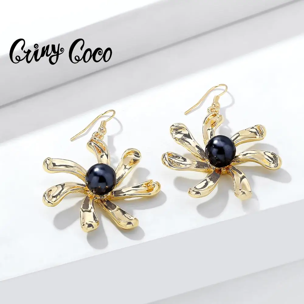 Колечко Сюн Флауэр с Подвесками из Кокоса для Женщин, модные Подвесные Золотистого Цвета Серьги для вечеринок, Хавайская Летняя Девушка.