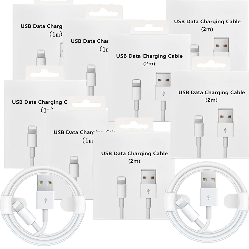 

10 шт., 20 шт., USB-кабель для зарядки и передачи данных, длина 1 м, 2 м