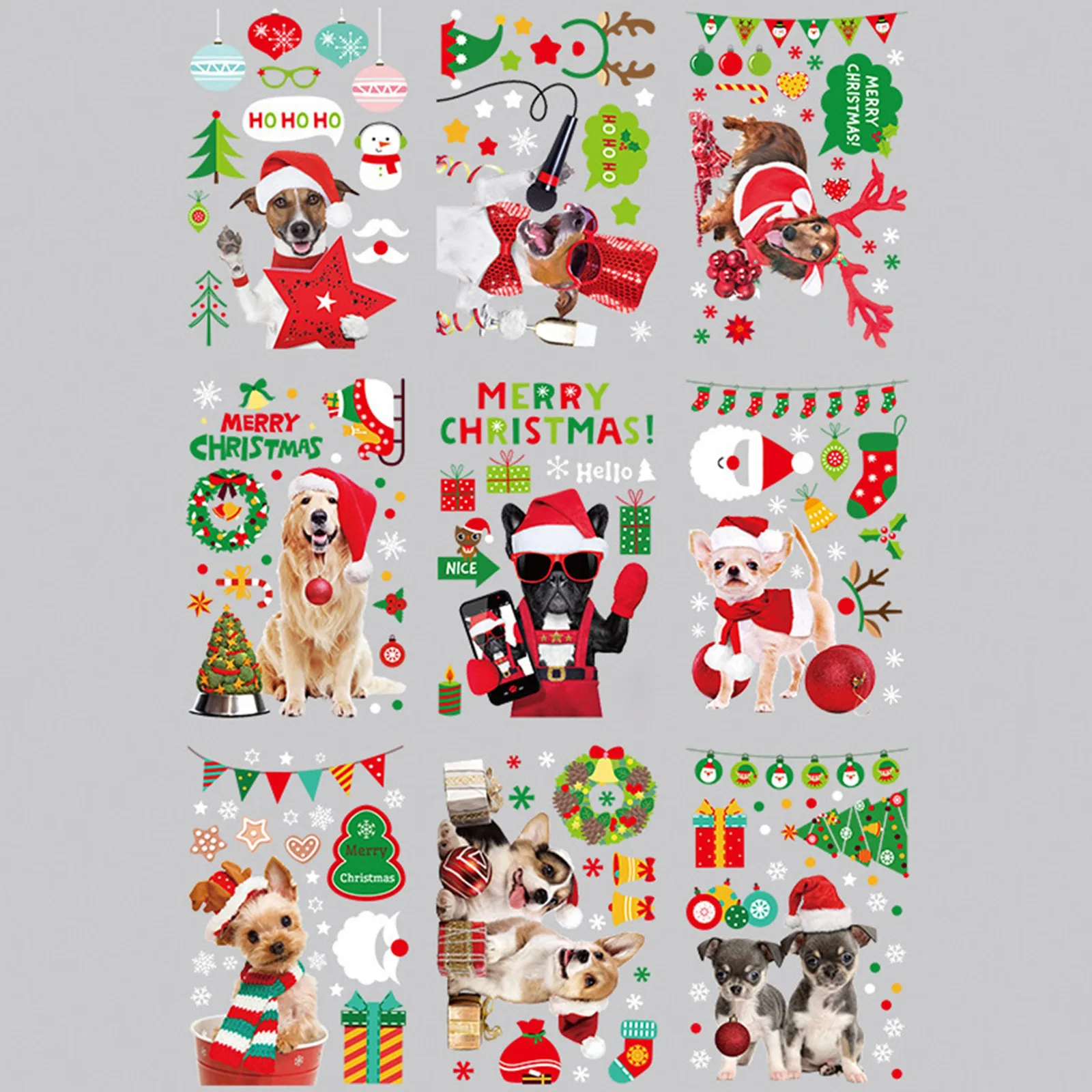 9 шт. Двухсторонние цветные рождественские настенные наклейки для спальни