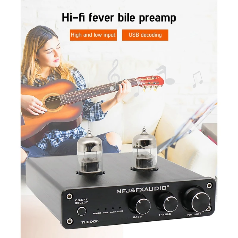 FX-AUDIO- TUBE-06 Mini HiFi Vacuum Tube Preamp 6N3 Audio Preamplifier with Bass Treble Tone Control | Электроника